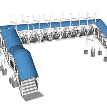 现代桥廊人行天桥SU模型下载_sketchup草图大师SKP模型