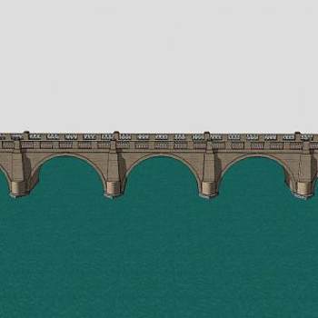 现代河道石拱桥SU模型下载_sketchup草图大师SKP模型