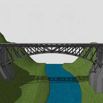 现代跨山铁艺大桥SU模型下载_sketchup草图大师SKP模型