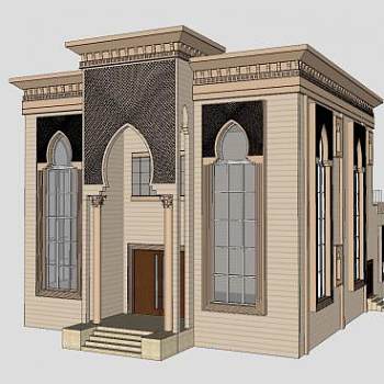 欧式现代别墅建筑住宅SU模型下载_sketchup草图大师SKP模型