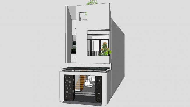 现代小型独栋别墅建筑SU模型下载_sketchup草图大师SKP模型