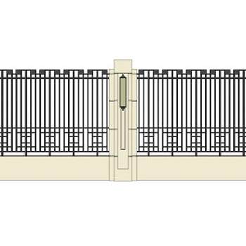 小区围墙铁艺su模型下载_sketchup草图大师SKP模型