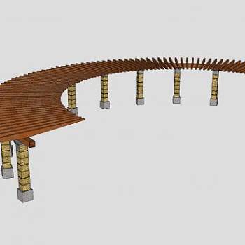 现代公园弧形廊架SU模型下载_sketchup草图大师SKP模型