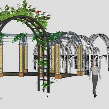 欧式铁艺拱形花架su模型下载_sketchup草图大师SKP模型