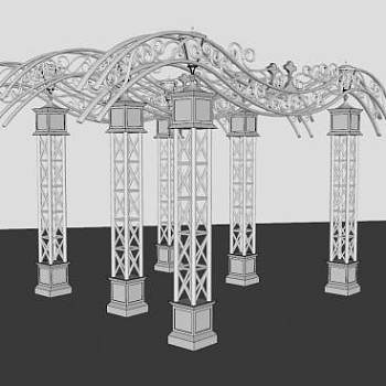 欧式铁艺廊架sketchup模型下载_sketchup草图大师SKP模型