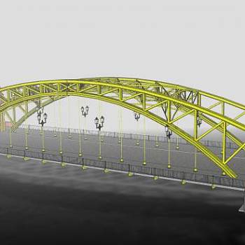 欧式铁艺跨河大桥SU模型下载_sketchup草图大师SKP模型