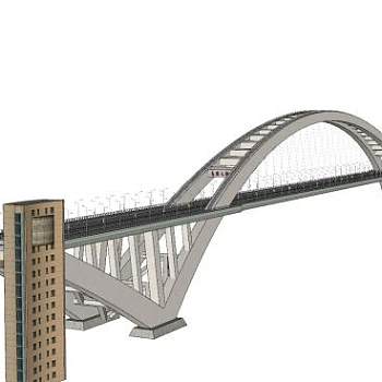 现代大型公路桥建筑SU模型下载_sketchup草图大师SKP模型