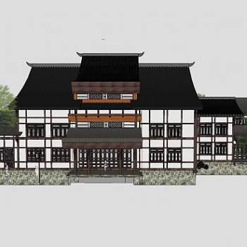 川派游客接待中心建筑SU模型下载_sketchup草图大师SKP模型