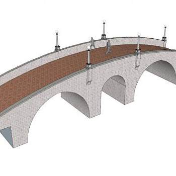 现代灯柱拱桥SU模型下载_sketchup草图大师SKP模型