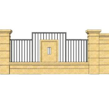 古典庭院围墙SU模型下载_sketchup草图大师SKP模型