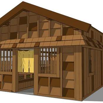 日式茶室木屋su模型下载_sketchup草图大师SKP模型