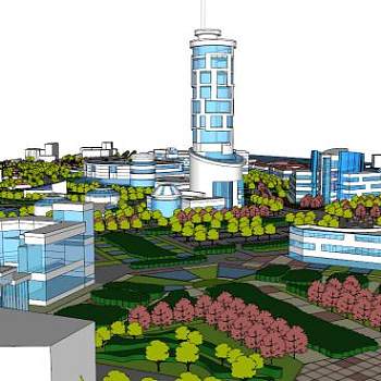 城市小广场设计su模型下载_sketchup草图大师SKP模型