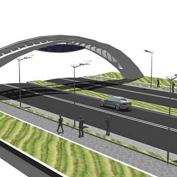 现代拱形廊道SU模型下载_sketchup草图大师SKP模型