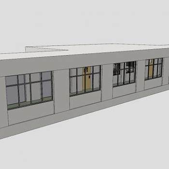 现代学校走廊SU模型下载_sketchup草图大师SKP模型