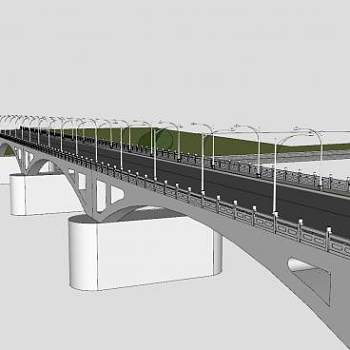 现代箱式跨河大桥SU模型下载_sketchup草图大师SKP模型