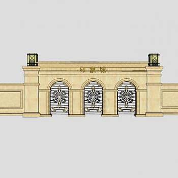 欧式印象城围墙SU模型下载_sketchup草图大师SKP模型