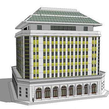 欧式行政办公楼建筑SU模型下载_sketchup草图大师SKP模型