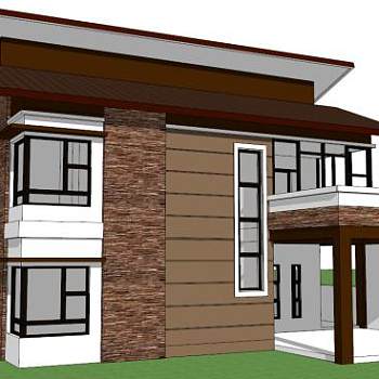 简中式小别墅su模型下载_sketchup草图大师SKP模型