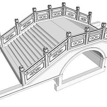 庭院石拱桥su模型下载_sketchup草图大师SKP模型