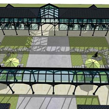 玻璃大棚餐厅su模型下载_sketchup草图大师SKP模型