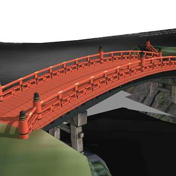 中式建筑红木拱桥SU模型下载_sketchup草图大师SKP模型