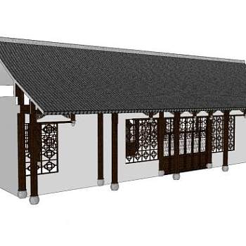 新中式平房住宅SU模型下载_sketchup草图大师SKP模型