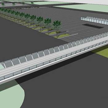 现代高架人行天桥SU模型下载_sketchup草图大师SKP模型