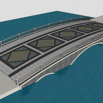 现代河道拱桥SU模型下载_sketchup草图大师SKP模型