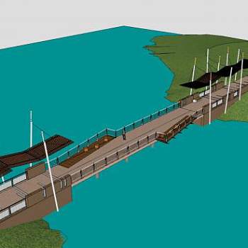 现代观光大桥SU模型下载_sketchup草图大师SKP模型