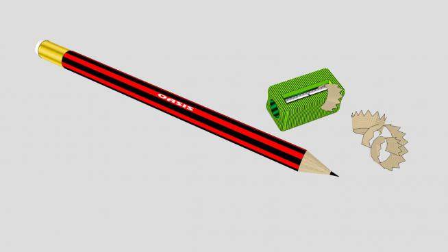 铅笔和削笔刀的SKP素材模型设计_su模型下载 草图大师模型_SKP模型
