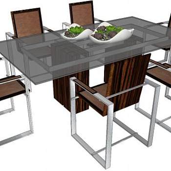 现代餐桌椅su模型下载_sketchup草图大师SKP模型