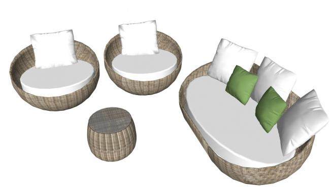 圆形组合沙发su模型下载_sketchup草图大师SKP模型