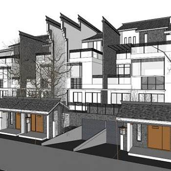 徽派建筑别墅设计su模型下载_sketchup草图大师SKP模型