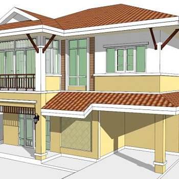 现代二层别墅su模型下载_sketchup草图大师SKP模型