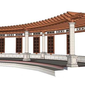 弧形走廊过道su模型下载_sketchup草图大师SKP模型