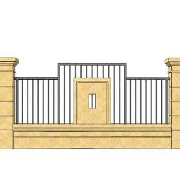古典围墙su模型下载_sketchup草图大师SKP模型