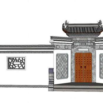 古典园林围墙su模型下载_sketchup草图大师SKP模型