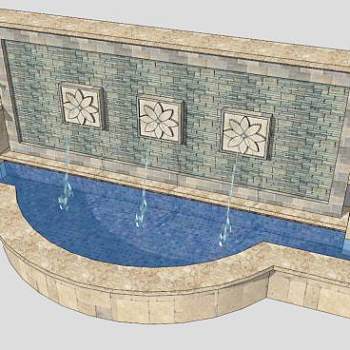 广场流水文化墙su模型下载_sketchup草图大师SKP模型