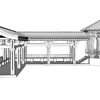 中式廊亭素材su模型下载_sketchup草图大师SKP模型