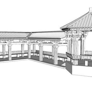 中式廊子su模型下载_sketchup草图大师SKP模型