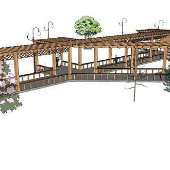 现代感景观廊架su模型下载_sketchup草图大师SKP模型