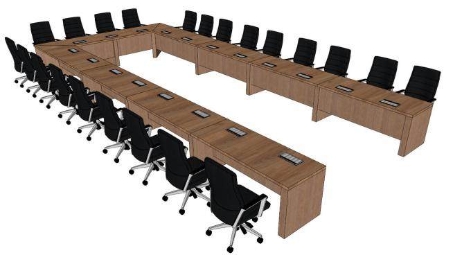 高端会议室桌椅su模型下载_sketchup草图大师SKP模型