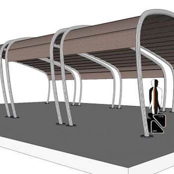 停车场雨棚su模型下载_sketchup草图大师SKP模型