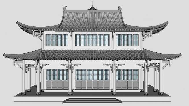中式古建筑sketchup模型下载_sketchup草图大师SKP模型