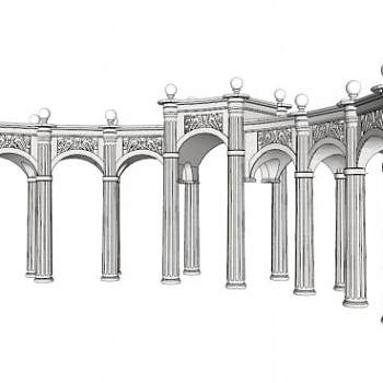 欧式廊架sketchup模型下载_sketchup草图大师SKP模型