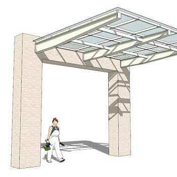 玻璃雨蓬su模型下载_sketchup草图大师SKP模型