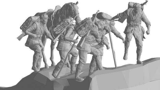 红军革命者人物雕像sketchup模型下载_sketchup草图大师SKP模型