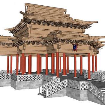 抱厦skp模型下载_sketchup草图大师SKP模型