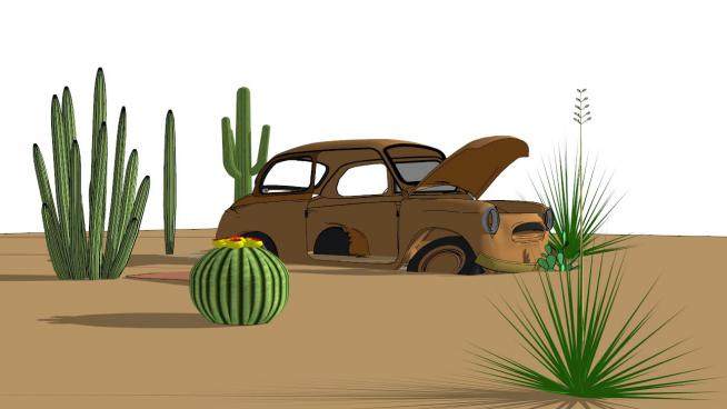 沙漠植物skp模型下载_sketchup草图大师SKP模型