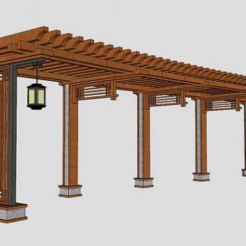 弧形廊架skp模型下载_sketchup草图大师SKP模型